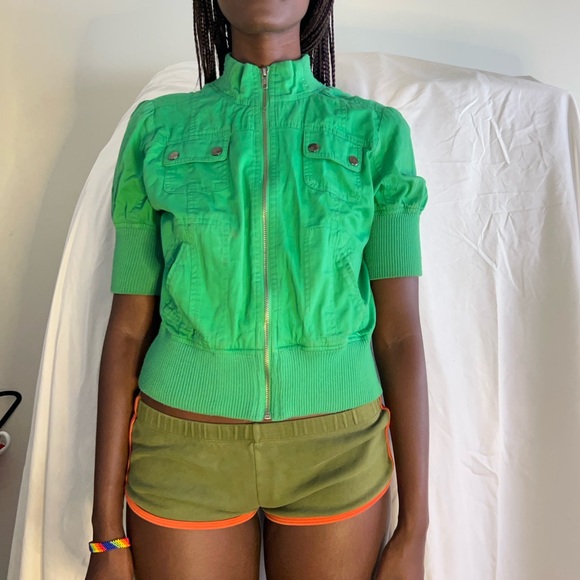 Green cropped jacket. Y2K. Can dress up or down! - Picture 1 of 3